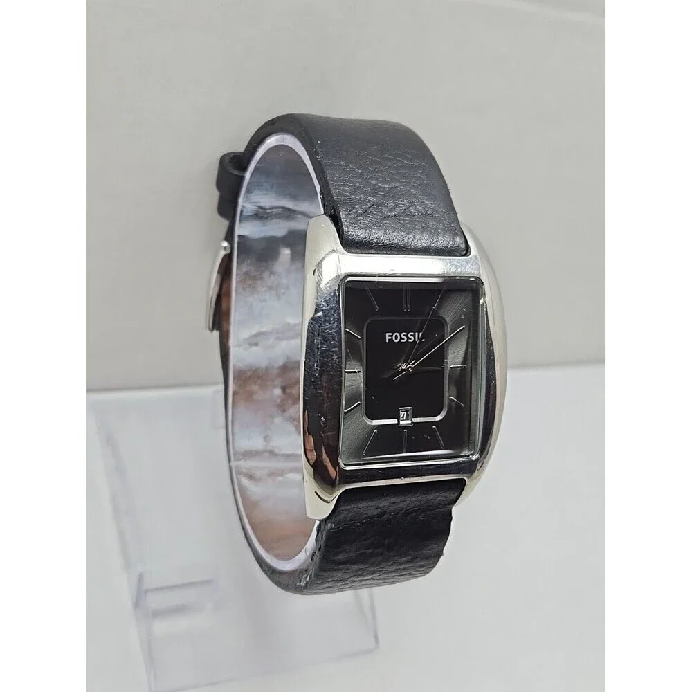 Fossil Arkitekt FS4510 Mens Tonneau Leather Date Watch New Battery 5ATM 50M
